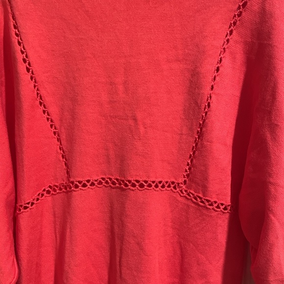 Boston Proper Coral Crochet Accented Lightweight Sweater - Picture 6 of 10